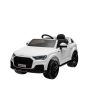 Mașină electrică de jucărie Audi Q7 alb, 1 loc, suspensie independentă, baterie 12V, telecomandă, 2 motoare de 35 W, lumini LED, intrare USB/AUX pe MP3 player, model cu licență