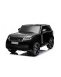 Mașină electrică Range Rover model 2023, două locuri, negru, scaune din piele, radio cu intrare USB, tracțiune spate cu suspensie, baterie 12V7AH, roți EVA, pornire cu cheie în trei poziții, telecomandă de 2,4 GHz, model licențiat