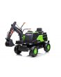 Excavator electric Volvo 12V cu cupă, un singur scaun, verde, scaun din piele moale, MP3 Player cu intrare USB/TF/AUX, tracțiune spate, Motor 2 x 35W, roți EVA, baterie 12V/14Ah