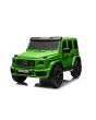 Mașină electrică Mercedes-Benz G63 AMG 4x4, Cu două locuri, 24V, vopsit verde, MP4 Player cu intrare USB/AUX, tracțiune 4x4, Baterie 24V/7Ah, 4 motoare 200W, Roți EVA cu suspensie, Scaune din piele, Telecomandă, Model cu licență