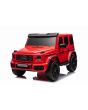 Mașină electrică Mercedes-Benz G63 AMG 4x4 cu două locuri 12V, roșu, MP3 Player cu intrare USB/AUX, tracțiune 4x4, baterie 12V14Ah, roți EVA cu suspensie, scaune din piele, telecomandă, licențiat