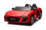 Mașină electrică Audi R8 SPYDER cu două locuri 24V, roșu, MP3 Player cu USB/AUX și Bluetooth, Baterie 24V/14Ah, 2 motoare 200W, roți EVA cu suspensie spate, Scaune din piele, Controller cu cadran, Model cu Licență