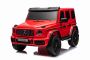 Mașină electrică Mercedes-Benz G63 AMG 4x4 cu două locuri 12V, roșu, MP3 Player cu intrare USB/AUX, tracțiune 4x4, baterie 12V14Ah, roți EVA cu suspensie, scaune din piele, telecomandă, licențiat