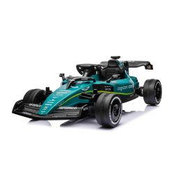 Mașină electrică Formula 1 cu licență Aston Martin ARAMCO 4x4, verde, 4 x 35W Motor, roți Eva, MP3 Player cu AUX/USB, Scaun din piele, Baterie 12V/10Ah, Suspensie, lumini LED