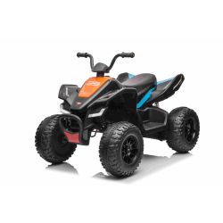 Quad electric cu licență McLaren Racing MCL 12V 4X4, negru, roți moi EVA, TELECOMANDĂ, scaun din piele, punte spate cu arcuri, motor 4 x 35W, lumini LED, baterie 12V10Ah