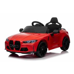 Mașină electrică BMW M4, roșu, telecomandă 2,4 GHz, intrare USB/Aux, suspensie, baterie 12V, lumini LED, 2 X MOTOR, licență ORIGINALĂ